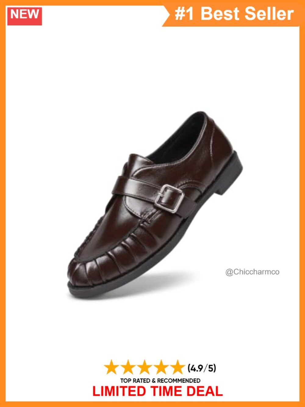 Pleated Monk Strap Slip On Loafers Faux Leather Comfort Flats
